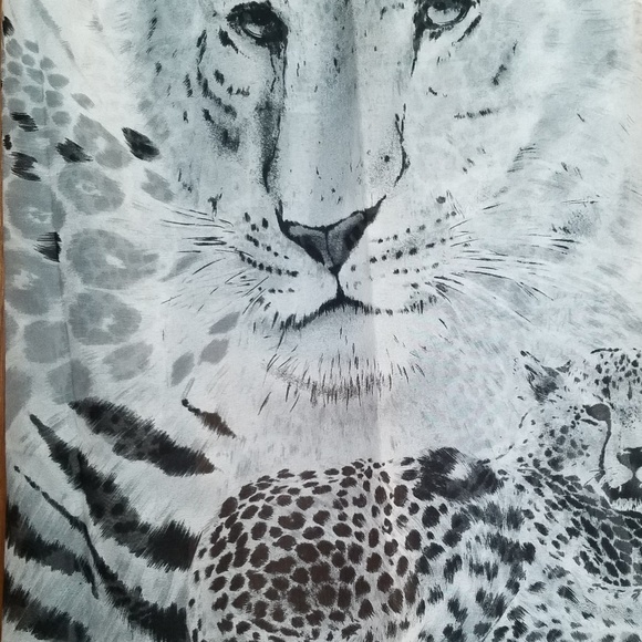 Glentex  Animal Print Scarf Large Gray Black Polyester - Picture 3 of 7